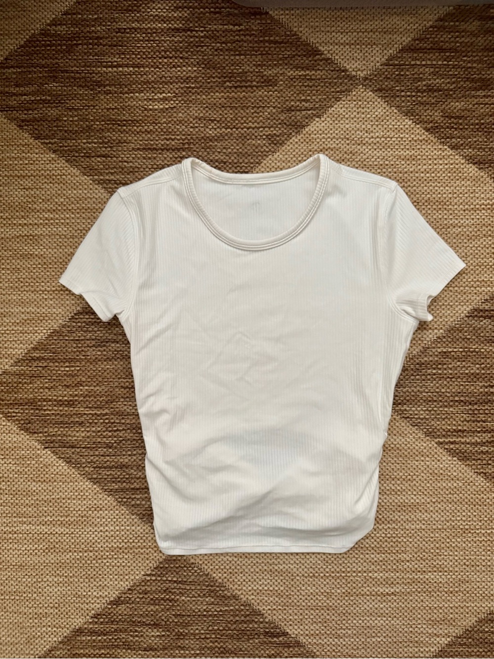 lululemon athletica White Ribbed Crop Tee with twisted back
